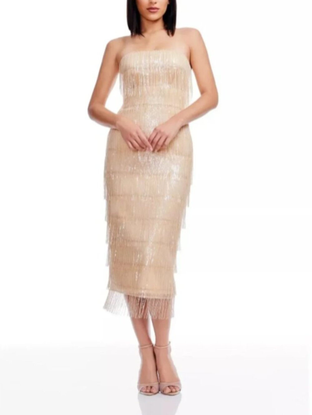 Dress the Population Women's Viviana Strapless Bodycon Dress - Champagne NWT